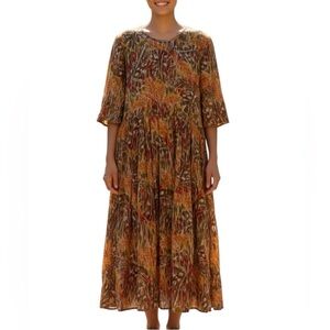 Vintage Ms Emma Designs Watercolour Bohemian Colourful Dress Medium Earthy Tones